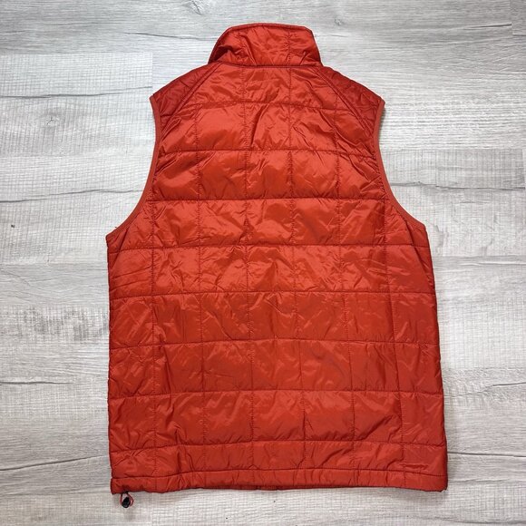 LL Bean Vest Men's Small Orange Quilted PrimaLoft Packaway Nylon Puffer Full Zip - Picture 7 of 7